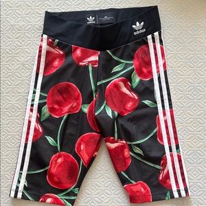 Bold and Funky Adidas Cherry Pattern Shorts - Black and Red